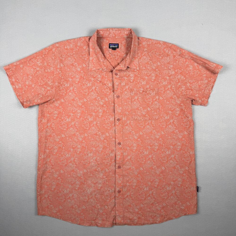 Patagonia Fezzman Short-Sleeve Shirt button down XXL men’s coral patterned shirt
